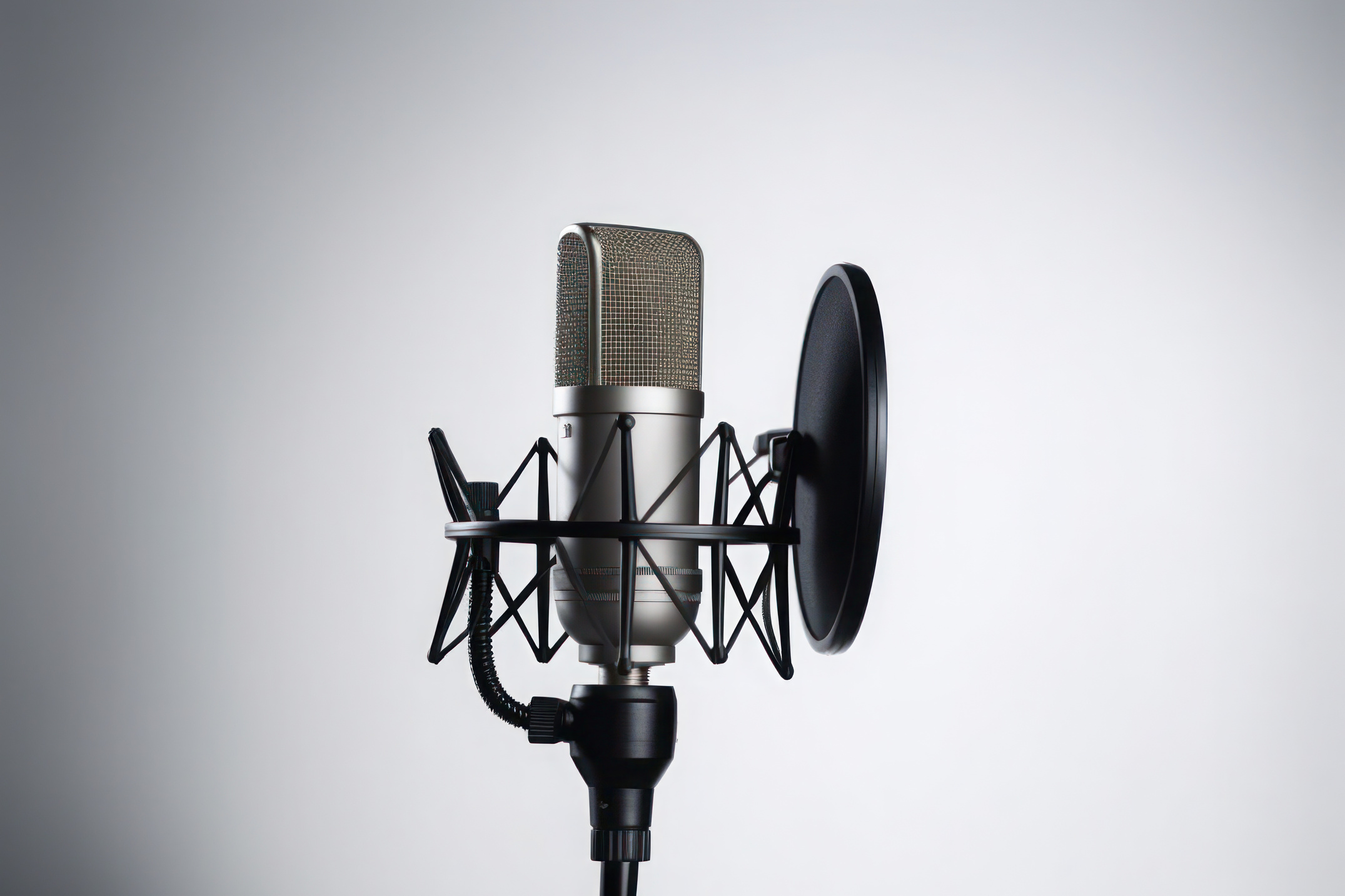 Studio Podcast Microphone on White Background